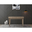 Dressing table (or desk) on show in a modernly decorated room.