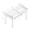 All internal and external dimensions of the desk or dressing table.
