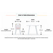 All the dimensions of the table and chairs. The height from the floor to seat base etc.
