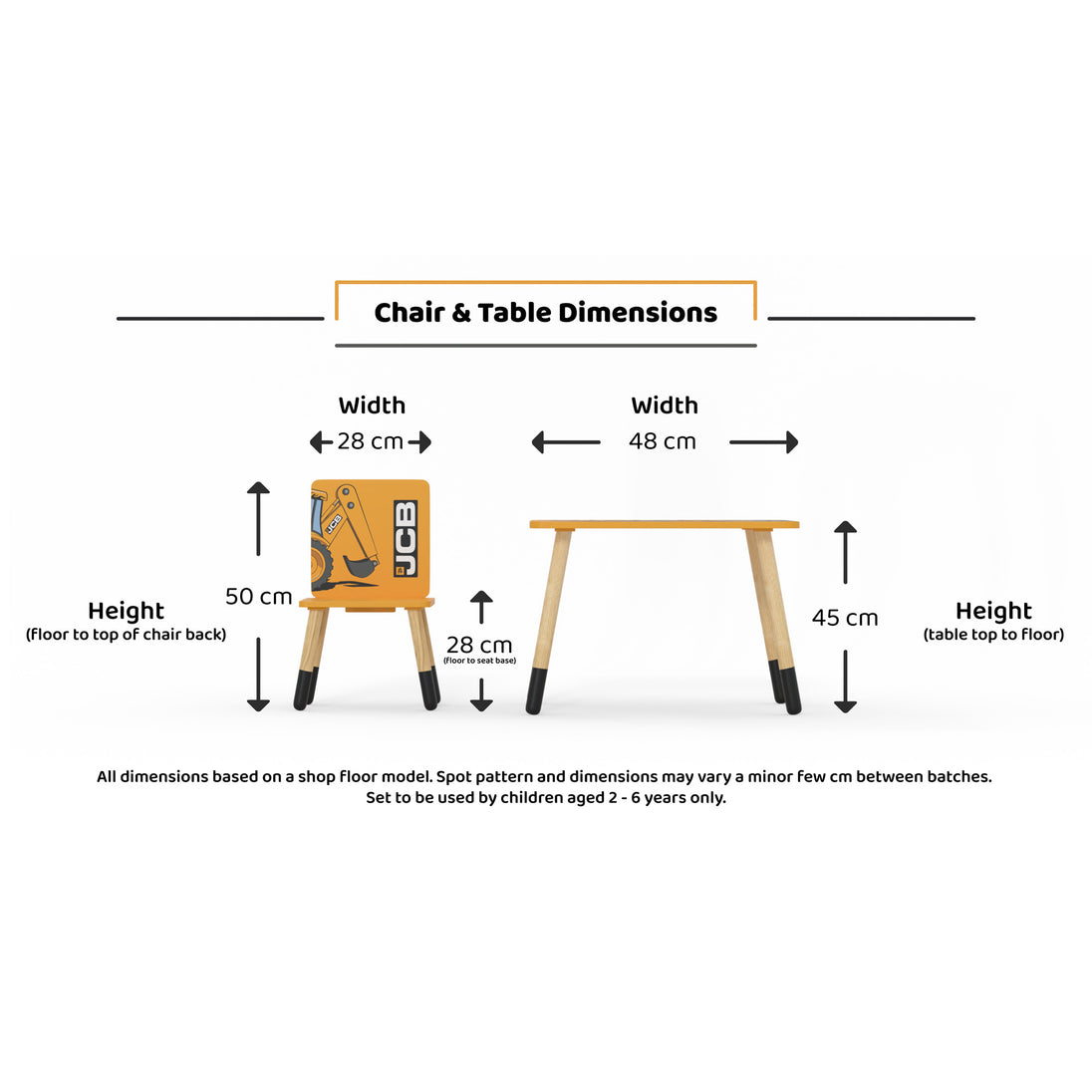 All the dimensions of the table and chairs. The height from the floor to seat base etc.
