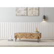 Coffee table in a modernly decorated living room. It shows 2 pull out drawers and the top surface area in use.