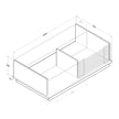All internal and external dimensions of the coffee table.