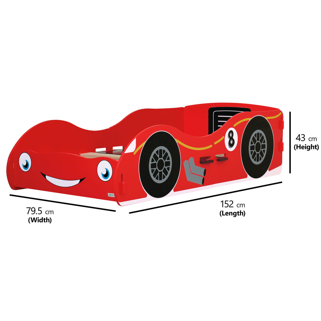 Red Racing Car Toddler Bed, Dimensions