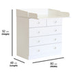 Dimensions of the white 4 drawer storage unit.