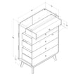 All internal and external dimensions of the chest of drawers.