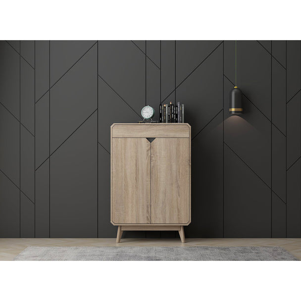 Shoe cupboard on show in a modernly decorated room.