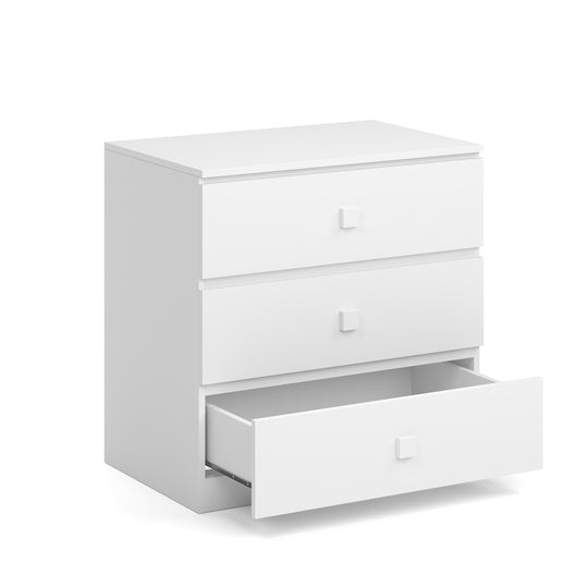 Chest of drawers with the bottom drawer open.