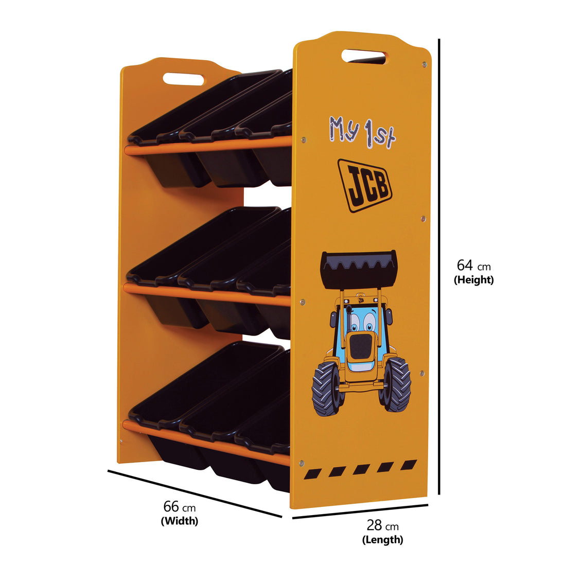 Dimensions of the JCB 9 Bin storage unit.