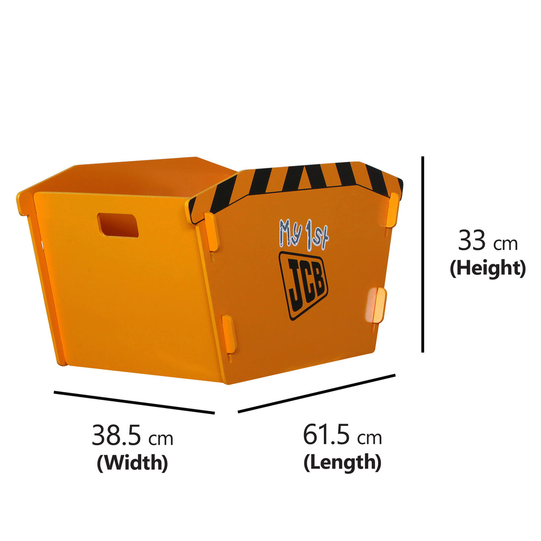 Dimensions of the JCB skip toybox.