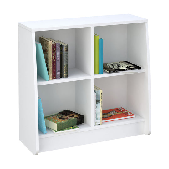 Simple white bookcase to be used in a child or young teen's bedroom.