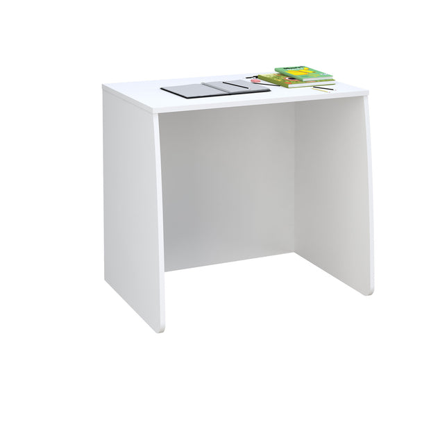 Simple white desk to be used in a child or young teen's bedroom.