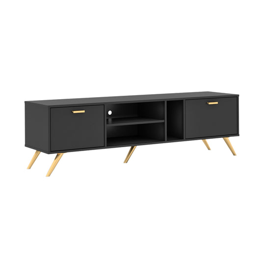 TV cabinet with its internal shelf and built-in 2 cupboards on display.