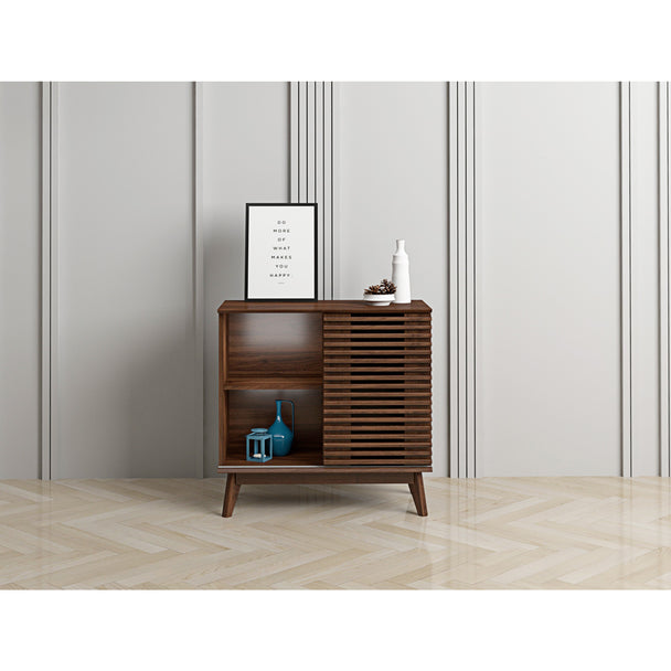4 cube display cabinet on show in a modernly decorated room, with the sliding door covering 1 side.