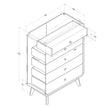 All internal and external dimensions of the chest of drawers.