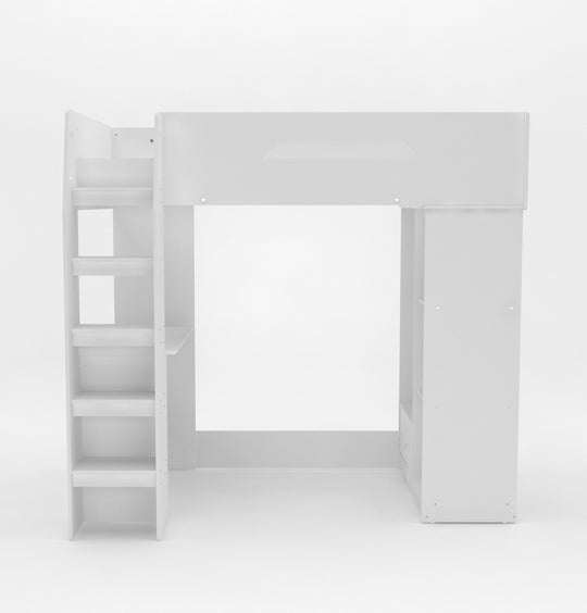 Front view of the high loft sleeper bed.