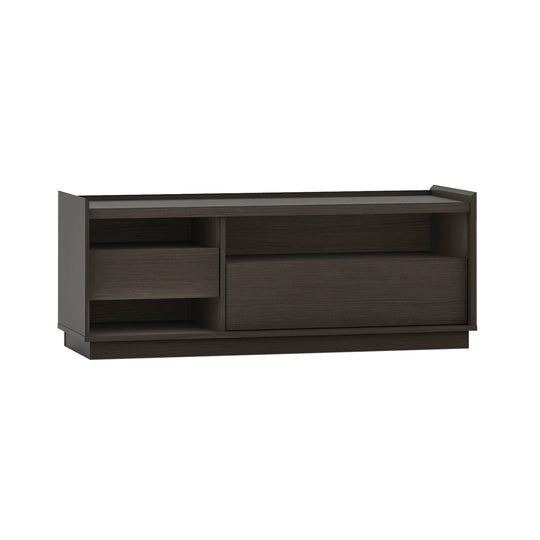 TV cabinet with its 3 shelfs and 1 drawer on display.